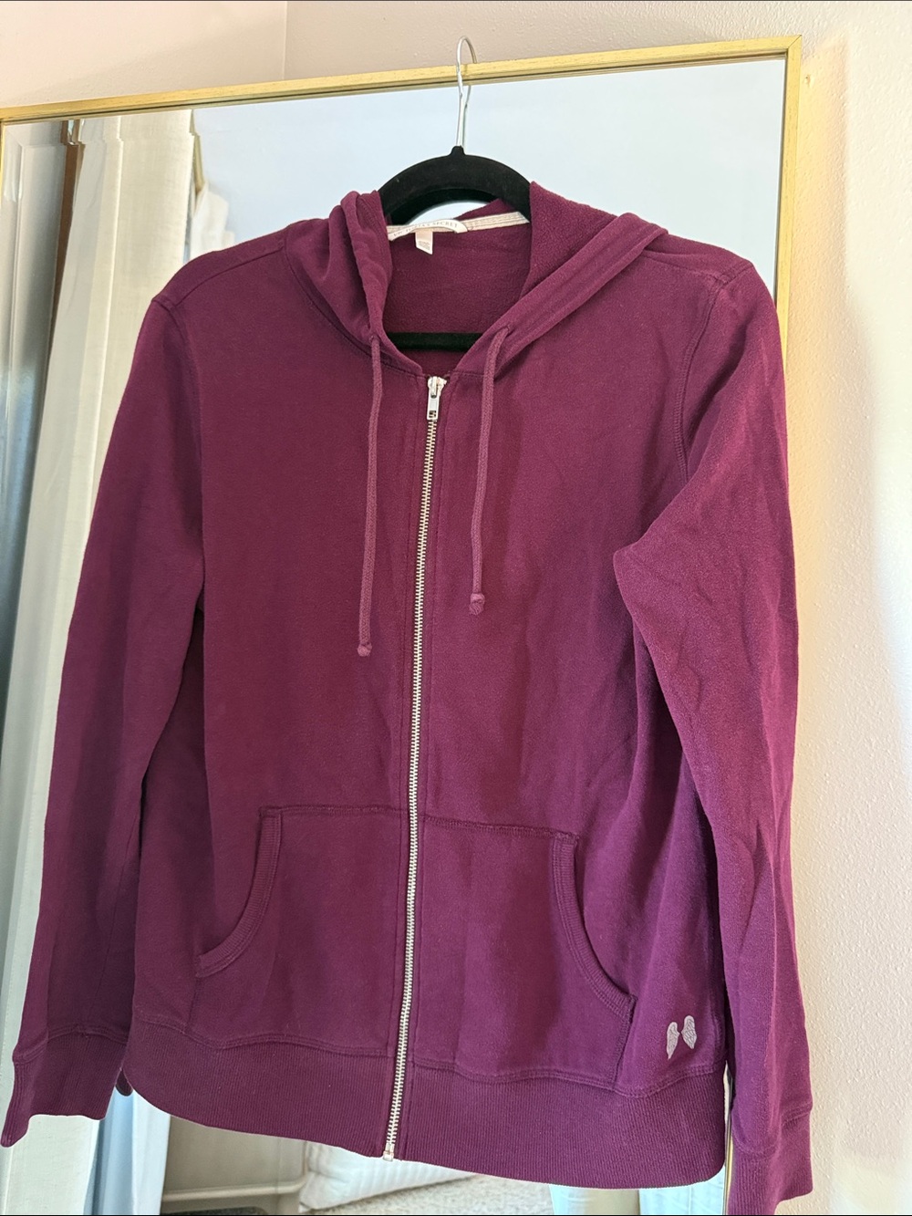 🪽👼Rare 👼🪽Victoria's Secret Angel Wing Sequin Hoodie Y2K Black Orchid Burgundy - Picture 2 of 8